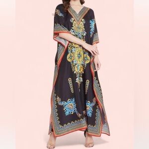 Vibrant Black and Blue Maxi Dress